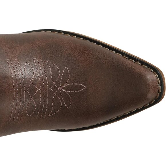 Women's Cowboy Dark Brown Boots Wide Calf Cowgirl Western Fashion Snip Toe Boots - Picture 3 of 7